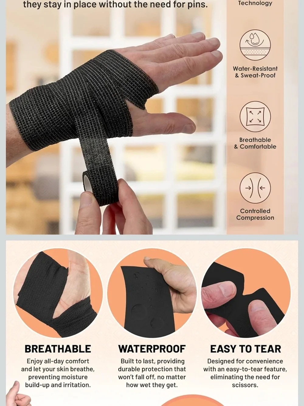 self-adhesive cohesive wrap bandage.